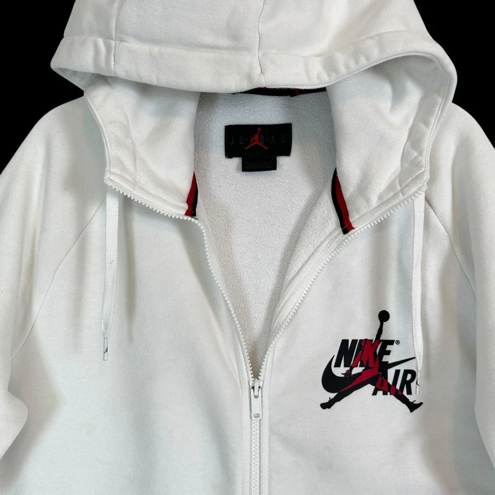 Nike Air Jordan Mens Full Zip Hoodie Large Jumpman Fleece White CK2223 White